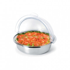 Поднос металлический круглый с пластиковой крышкой и хладогеном, 36 см